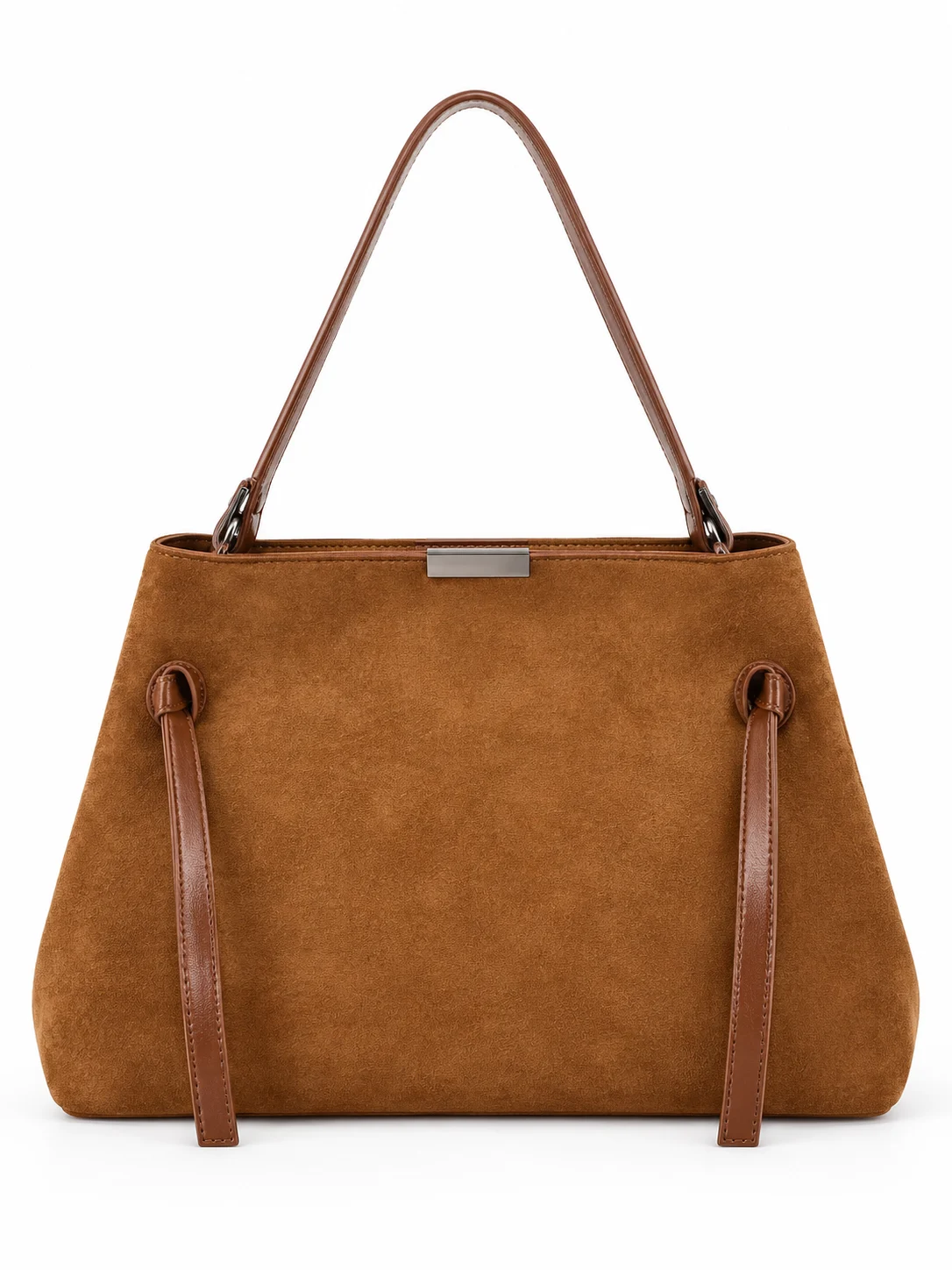 WOMEN’S SUEDE-STYLE HANDBAG WITH LONG DECORATIVE STRAPS LORENA
