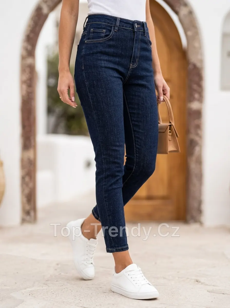 Pantaloni de damă din denim cu talie înaltă Teora