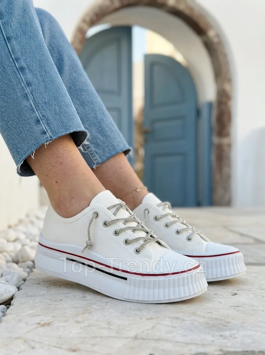 Adidași din pânză de damă pe platformă Eletta