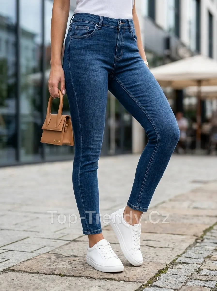 Dámské super elastické slim fit džíny s vyšším pasem Klina