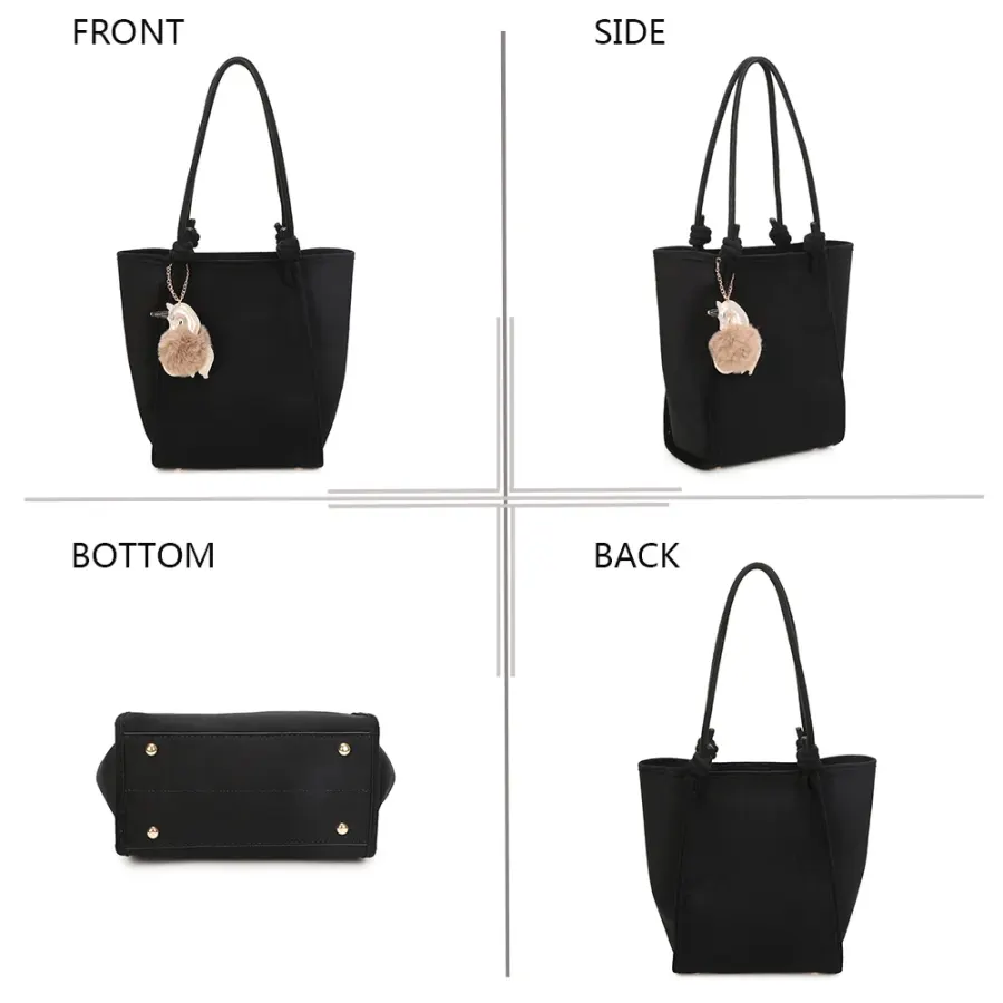 DÁMSKÁ SEMIŠOVÁ SHOPPER KABELKA S OZDOBNÝM PŘÍVĚSKEM SAOVA