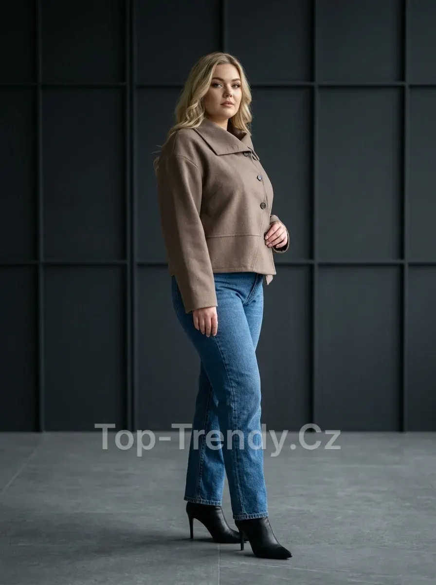 Dámská volná bunda s límcem a knoflíky Dorota