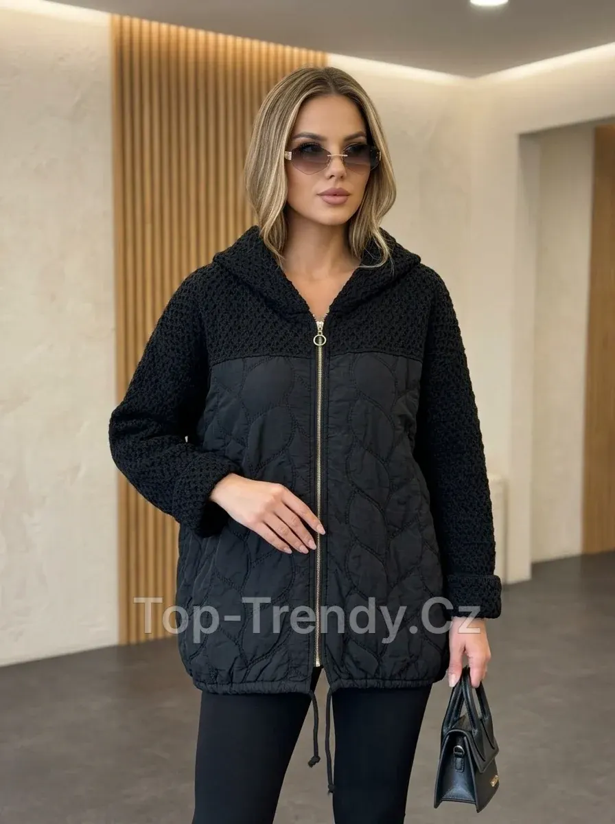 Dámská prošívaná bunda s pletenou kapucí Salome